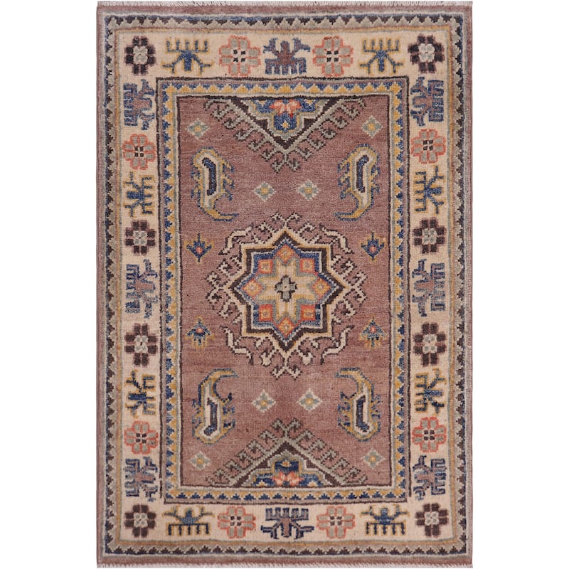 Rustic Kazak Julia Taupe/Beige Wool Rug - 2'0'' x 3'0''
