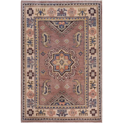 Rustic Kazak Julia Taupe/Beige Wool Rug - 2'0'' x 3'0''