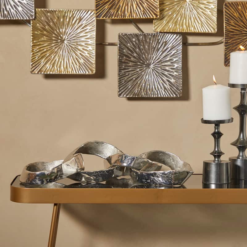 Aluminum Metal Chain Sculpture - Black, Gold, Silver - Silver