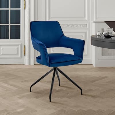 Hadley Velvet Upholstered Arm Chair Dining Chair with Metal Base