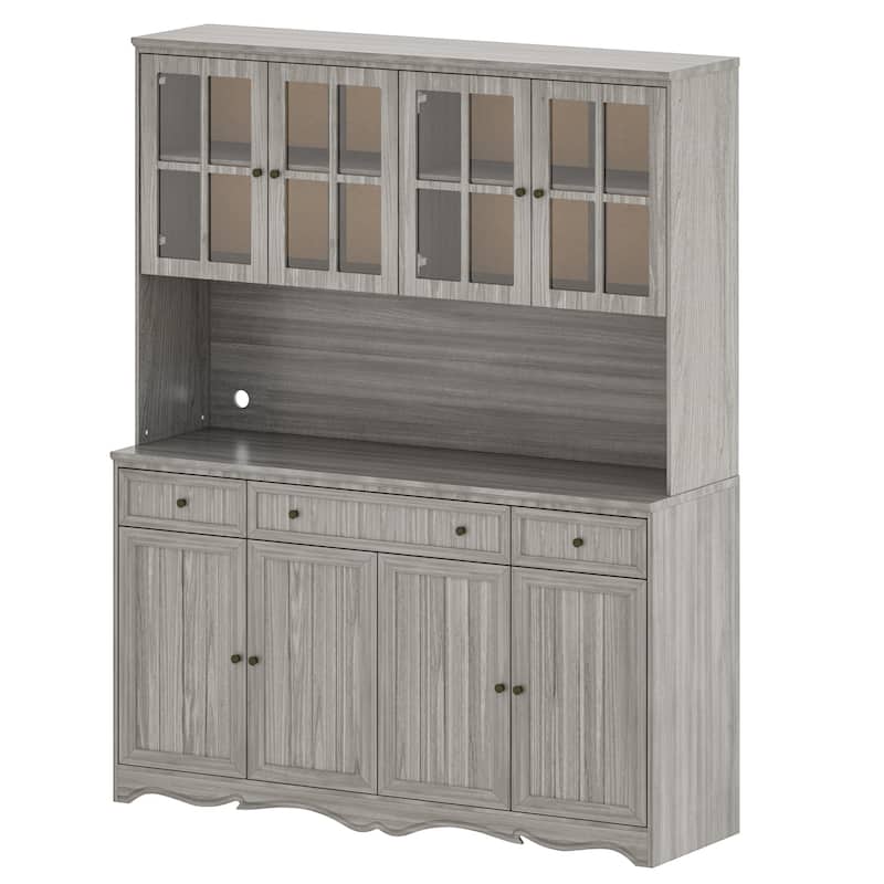 Kitchen Buffet Hutch Freestanding Storage Pantry Cabinet Sideboard - 61.2"Wx75.9"H