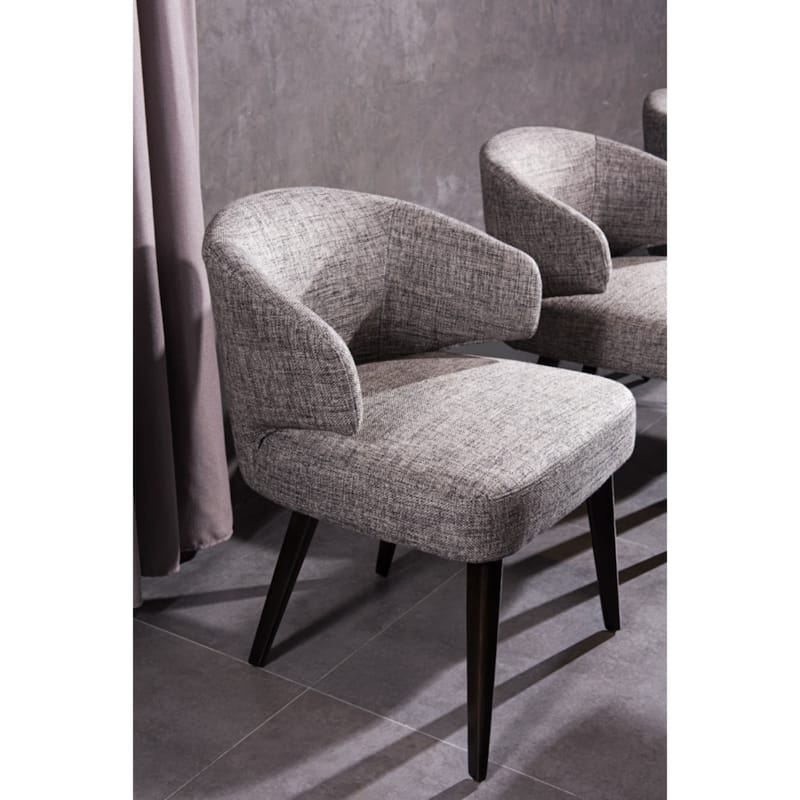 Contemporary Fabric Wing Back Armchair with Black Legs Modern Accent Seating for Dining Room - 31"H x 23"W x 24"D