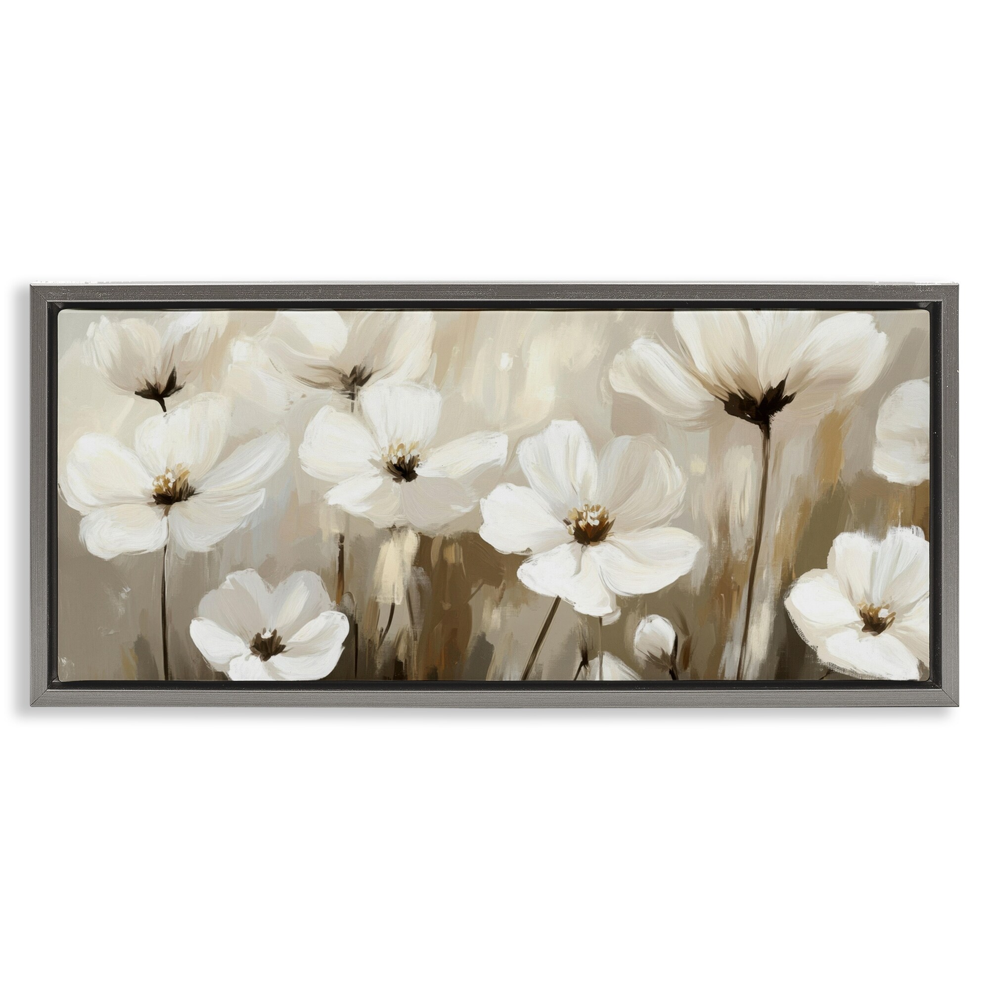 Stupell Calming Gentle Florals Framed Floater Canvas Wall Art Design By Petal Prints Design