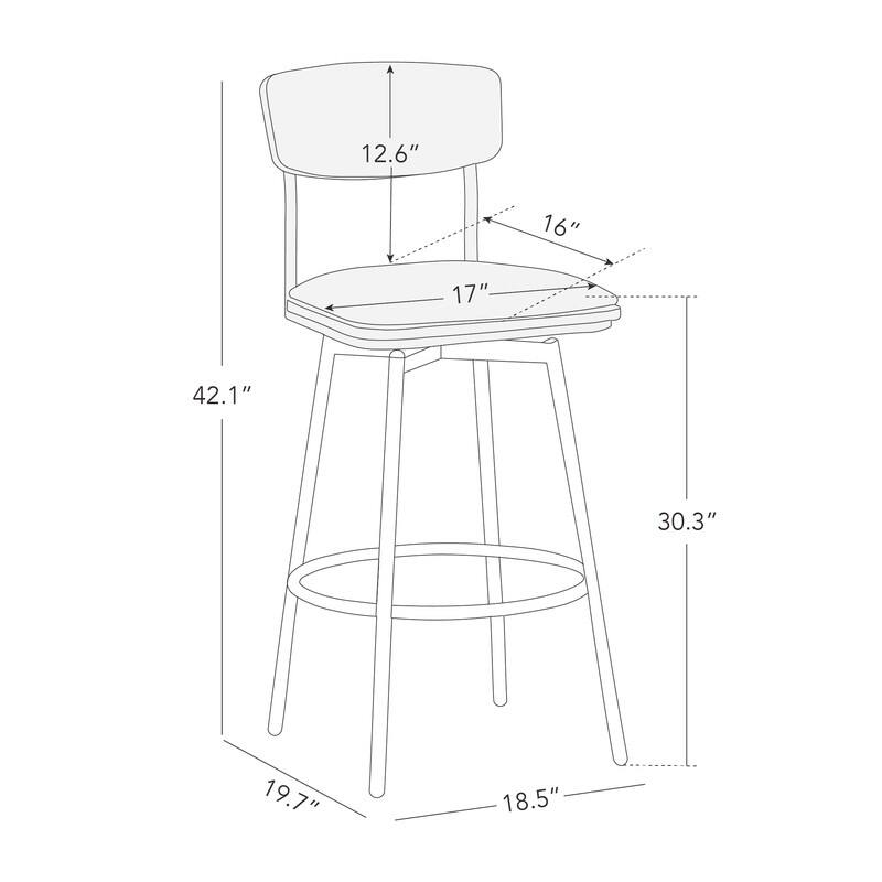 Spruce & Spring Claire Swivel Counter Height Bar Stool Set