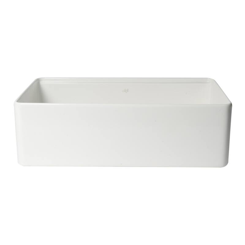 ALFI Brand White Smooth Apron Workstation 33" x 20" Single Bowl Step Rim Fireclay Farm Sink with Accessories