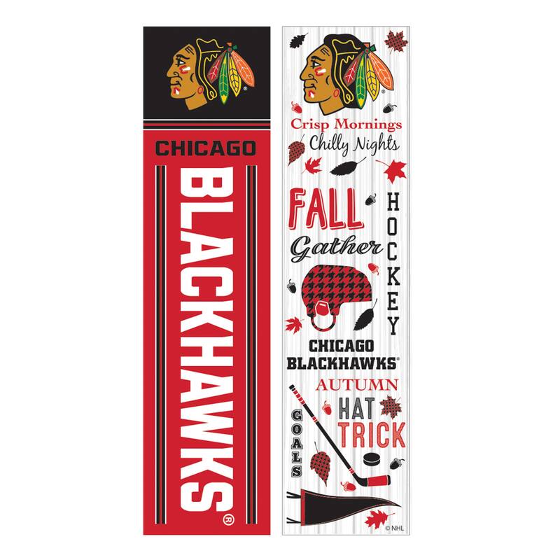 47" Double Sided Seasonal Porch Leaner, Chicago Blackhawks - 47" x 11.25"