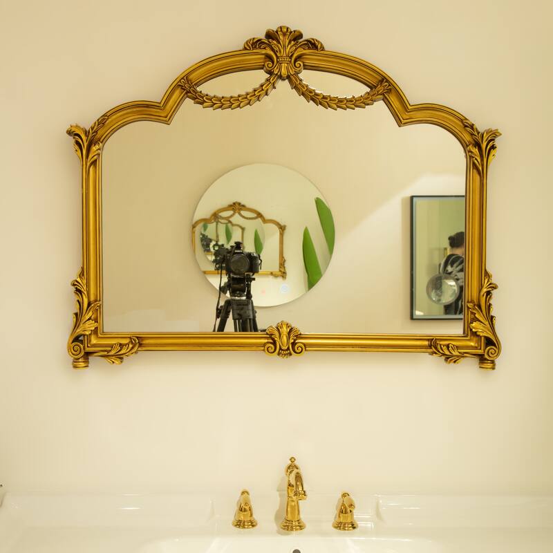 VITI Baroque Revival Ornate Golden Frame PU Mirror - Bathroom, Bedroom, Living Room - Silver