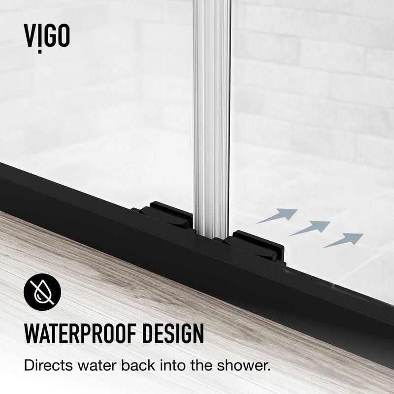 VIGO Paloma 56 to 60 in. W x 74 in. H Semi-Frameless Double-Sliding Shower Door with Clear Tempered Glass