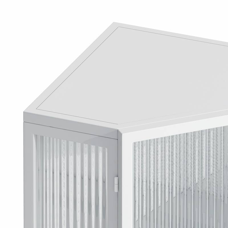 22.25" Floor Corner Cabinet with Glass Door & Adjustable Shelf