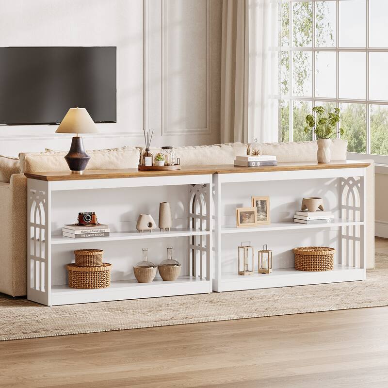 41 Inch Modern Console Table for Entryway, White Sofa Table with 3-Tier Storage - 11.81" D x 41.34" W x 31.5" H