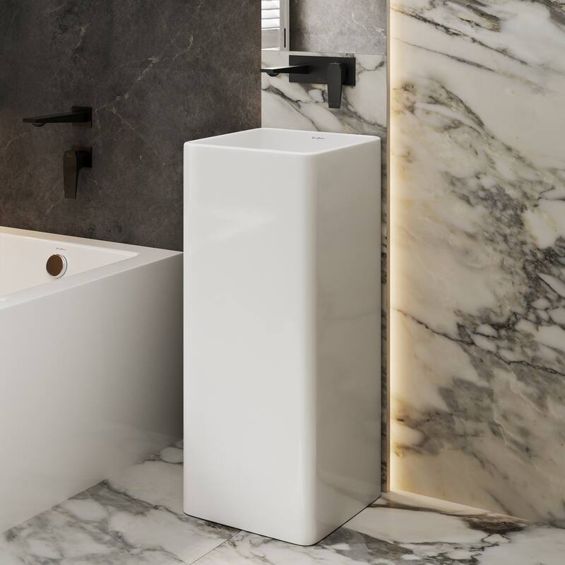 Claire One-Piece Pedestal Sink - Glossy White