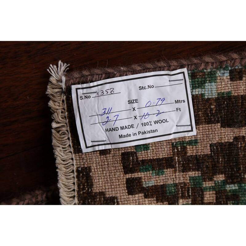 Wool/ Silk Abstract Vegetable Dye Oriental Runner Rug Hand-knotted - 2'7" x 10'2"