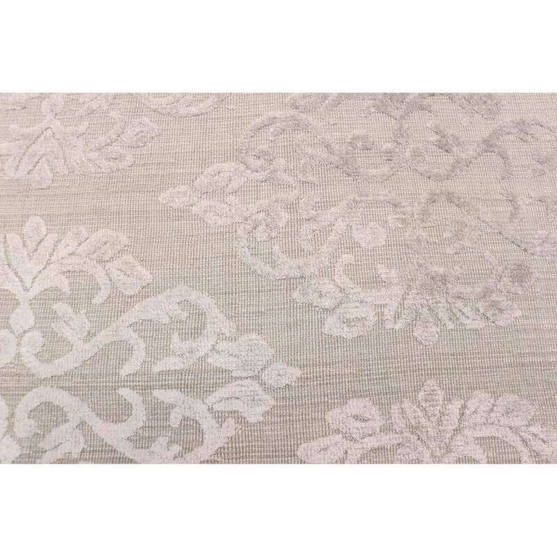 ECARPETGALLERY Hand Loomed Elysian Light Grey Viscose, Wool Rug - 5'0 x 8'0