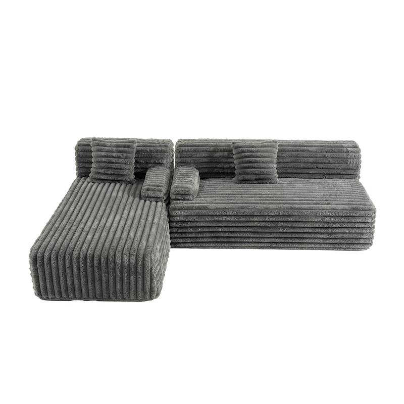 Modern Modular Cloud Sectional Sofa Free-Combined Couch with 2 Throw Pillows for Living Room