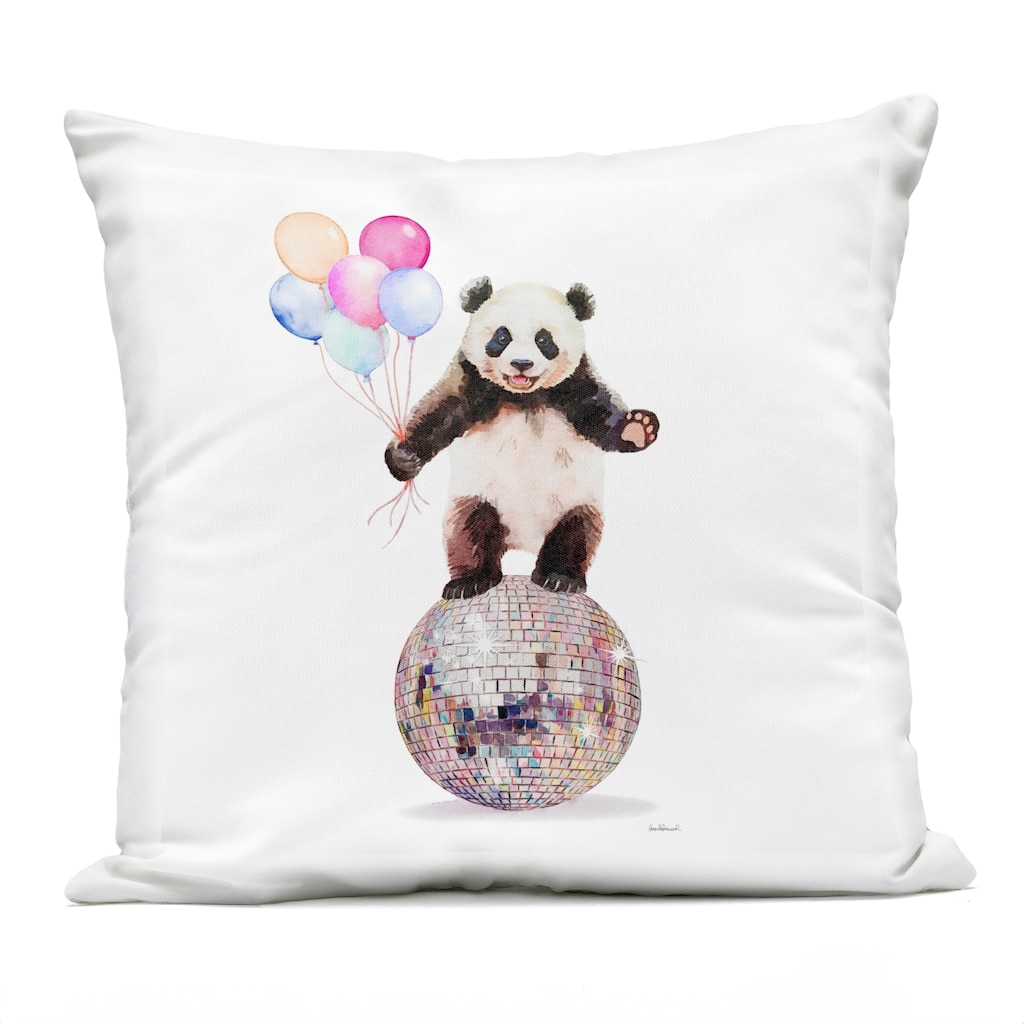 Stupell Panda & Balloons Disco Printed Outdoor Throw Pillow Design by Amanda Greenwood