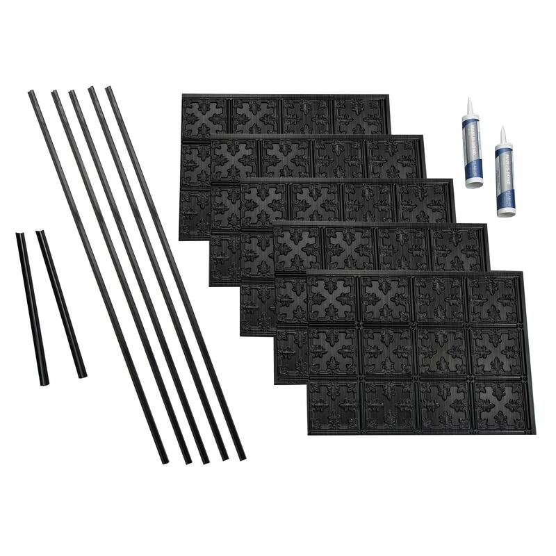 FASÄDE Traditional Style 10 Decorative Vinyl Backsplash Panel - 15 Sq Ft Kit - Brushed Onyx