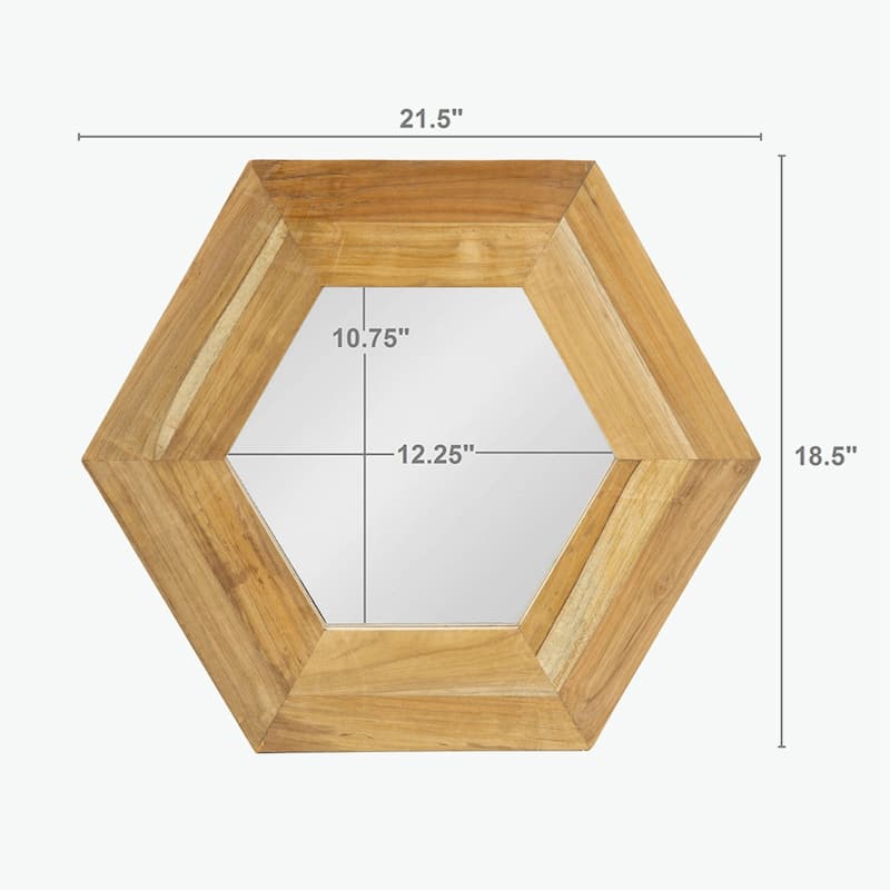 18.5" x 18.5" Hexagon Mirror with Wood Frame