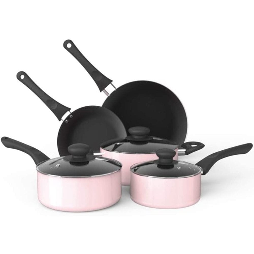 Styled Settings Pink Pots and Pans Set Nonstick - 15 PC Luxe Gold and Pink  Cookware Set - Induction Compatible, 100% PFOA Free Cookware Set