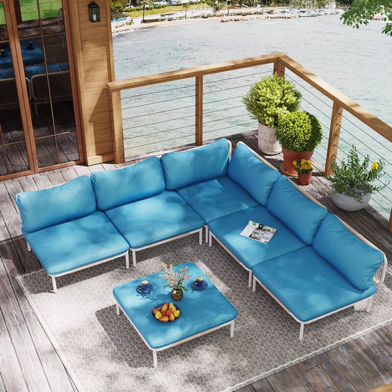 Pellebant Outdoor Sectional Sofa Patio Conversation Seating Set