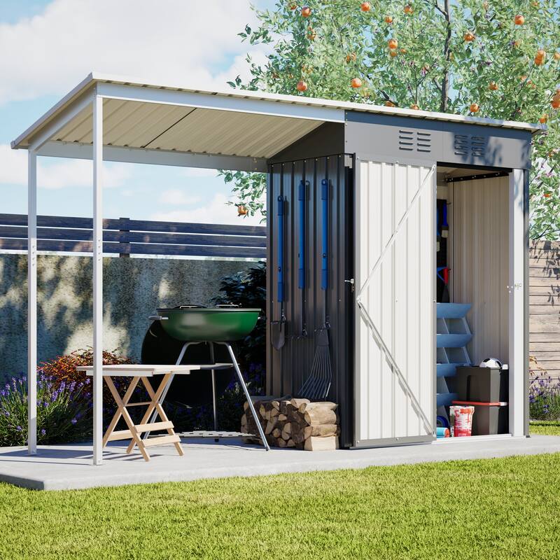 GDFStudio - Lucas All-Weather Outdoor Heavy Duty Metal Storage Shed with Robust Construction and Easy Assembly