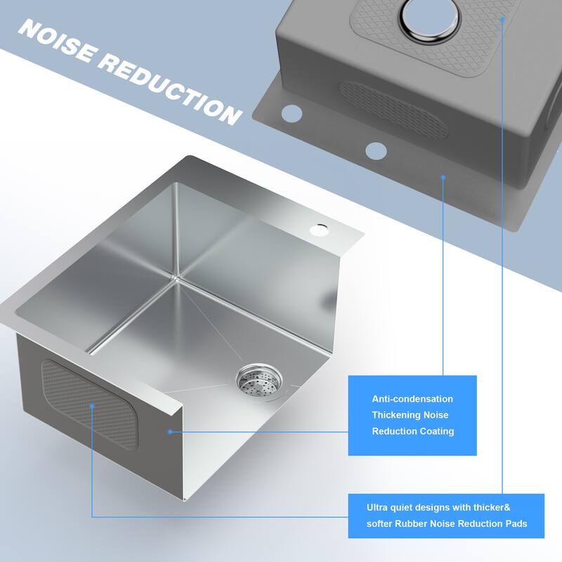 Drop-in Topmount 16 Gauge Single Bowl Stainless Steel Kitchen Sink