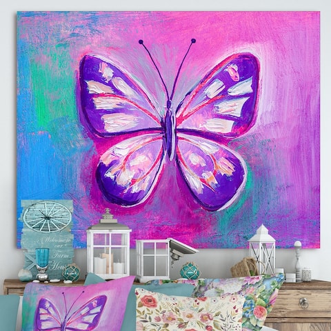 Designart "Butterfly Portrait In Multicolors II" Modern Canvas Wall Art Print