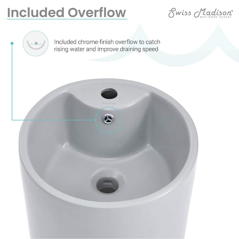 Swiss Madison Monaco 15-3/4" Oval Ceramic Pedestal Bathroom Sink with