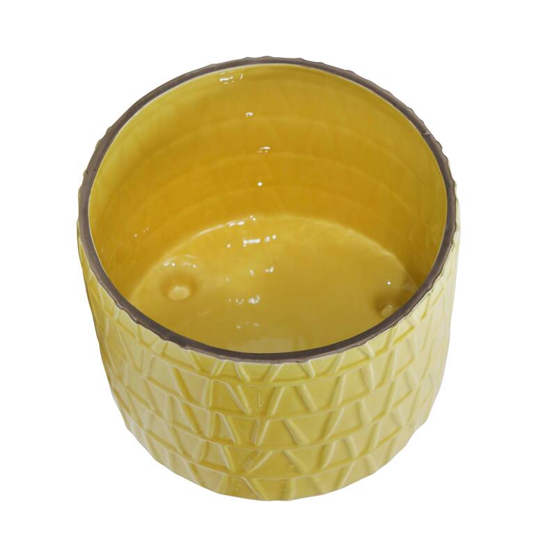 Sagebrook Home Indoor Outdoor Ceramic Textured Footed Planters Set of 2