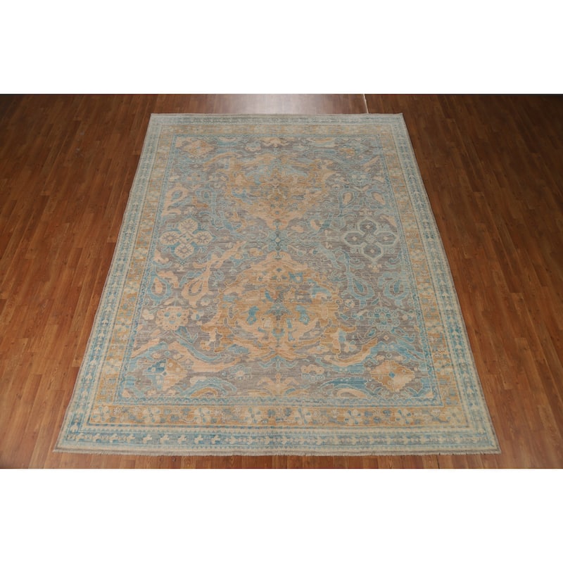 Hand Knotted Oriental 100% Wool Carpet Transitional Floral Greys & Charcoal Oushak Area Rug - 10' 0'' X 8' 0''