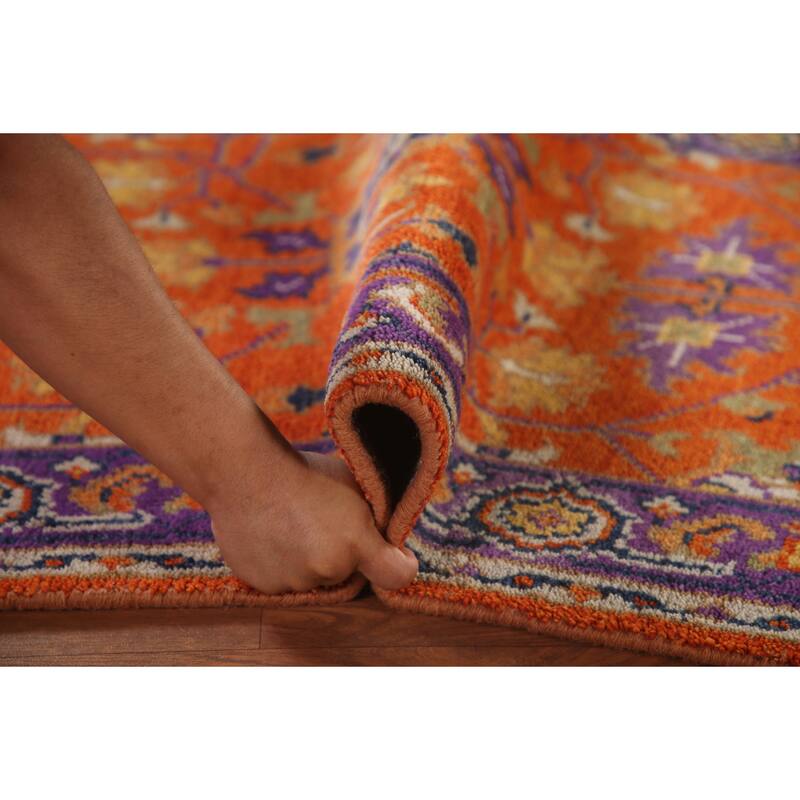 Orange Floral Heriz-Serapi Oriental Accent Rug Wool Carpet - 3'0"x 5'0"