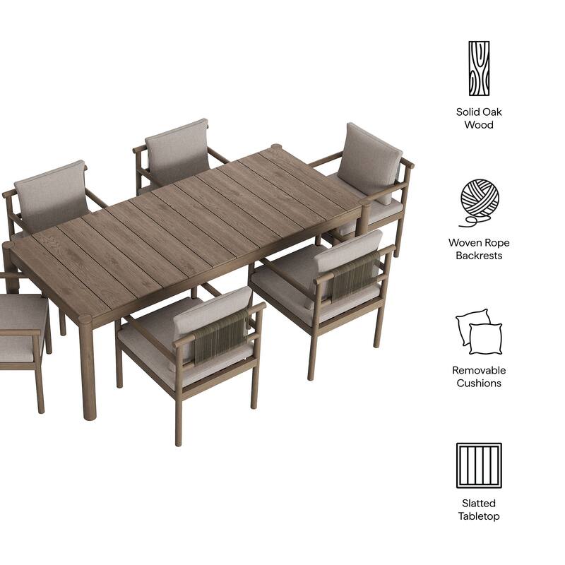 Eleni 7 Piece Outdoor Patio Teak Wood Dining Set
