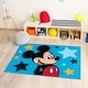 preview thumbnail 1 of 3, Licensed Disney Mickey Mouse Stars Blue Black Yellow Non-Slip Easy Care Soft Polyester Youth Kids Rug 3x5 - 3' 4" x 4' 6"