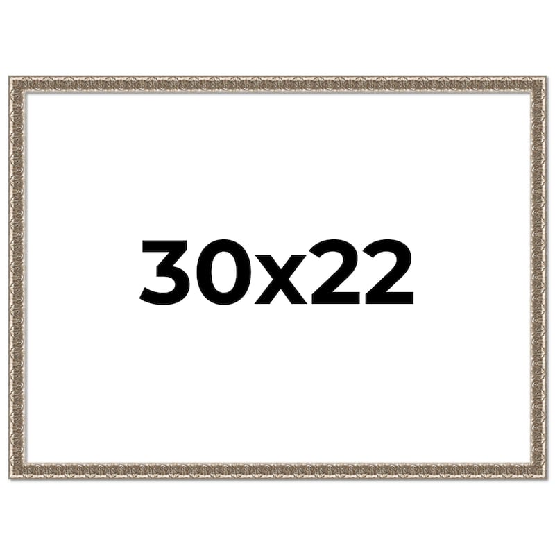 30x22 Frame Silver Versailles Ornate Solid Wood Picture Frame | 1 Inch