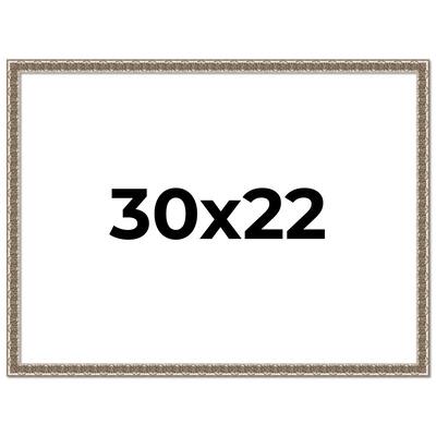 30x22 Frame Silver Versailles Ornate Solid Wood Picture Frame | 1 Inch