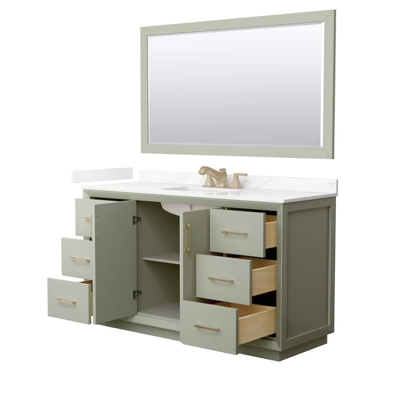 Strada 60-inch Single Vanity, Quartz Top, 58-inch Mirror