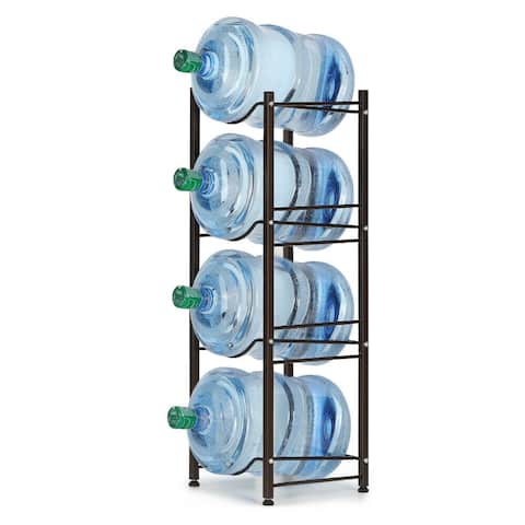 5 Gallon Water Jug Holder Water Bottle Storage Rack, 4 Tiers, Black