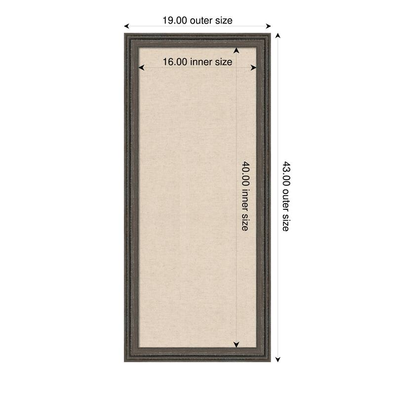 Amanti Art Framed Fabric Pinboard Natural Linen Printed Bulletin Board - Board Size 16 x 40 - Upcycled Brown Grey