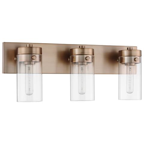 Intersection 3 Light Vanity Burnished Brass with Clear Glass