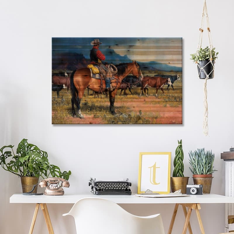 Twenty Years in the Saddle Print On Wood by Jack Sorenson - Multi-Color