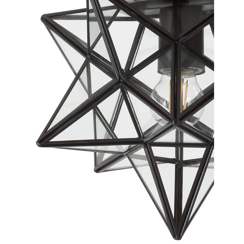 Lynn Moravian Star Metal/Clear Glass LED Flush Mount, by JONATHAN Y - 12"