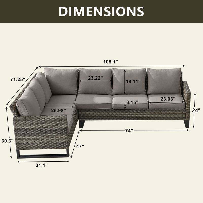 Outdoor Sectional Wicker Sofa with Fire Pit Table