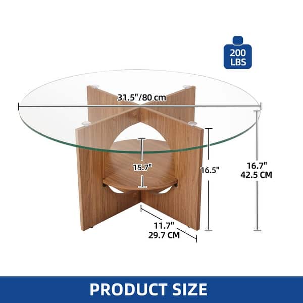 Moasis Round 2-Tier Glass Top Coffee Table