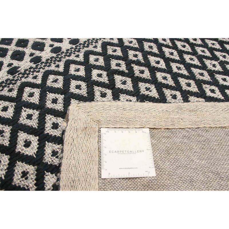 ECARPETGALLERY Hand Tufted Sienna Black Wool Rug - 5'7 x 7'4