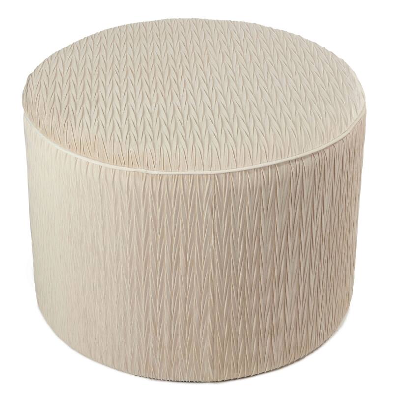 Cortesi Home Valde Round Ottoman in Beige