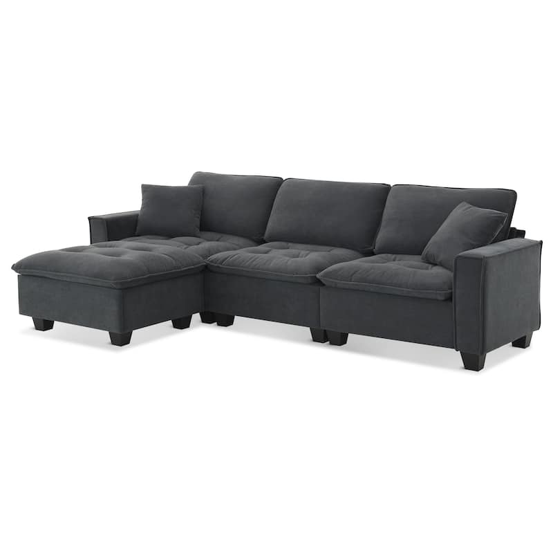 Convertible Sectional Sofa, L-shaped Reversible Couch Set