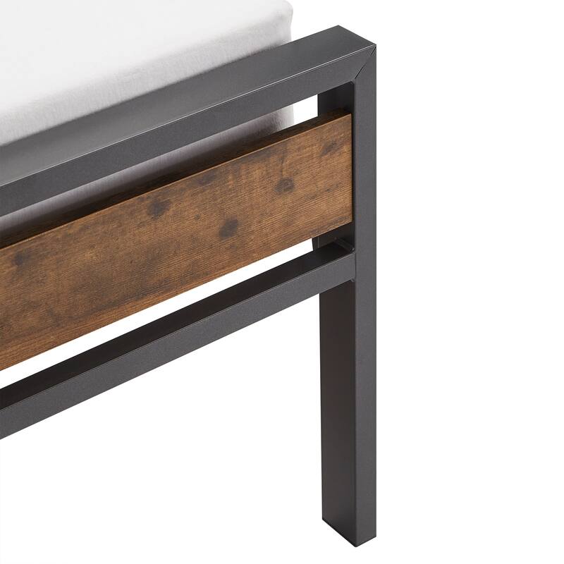 Aabira Low Profile Metal Platform Bed with Wood Finish Panels by iNSPIRE Q Classic
