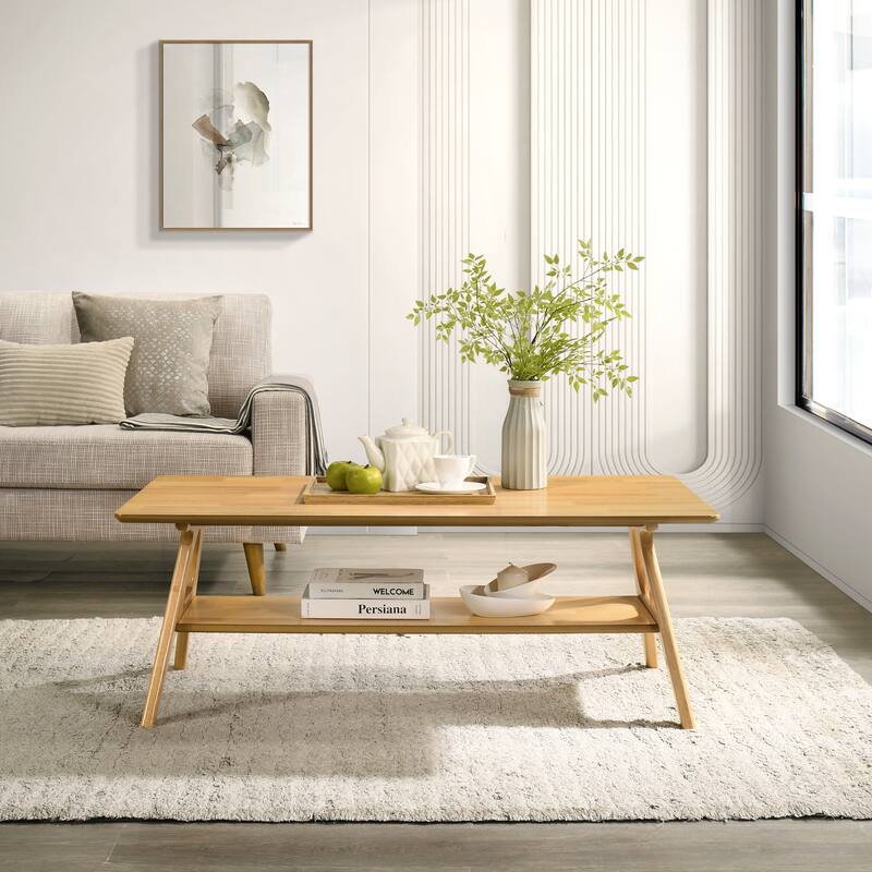 Roundhill Furniture Arona Mid-Century Modern Wood 3-Piece Coffee Table Set