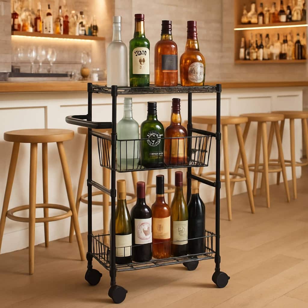 4-Tier Rolling Utility Cart with Removable Shelves for Kitchen, Restaurant - N/A