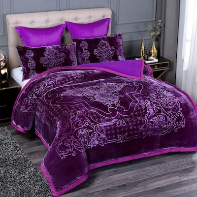Ultra Plush Printed 3-piece Sherpa Borrego Comforter Set