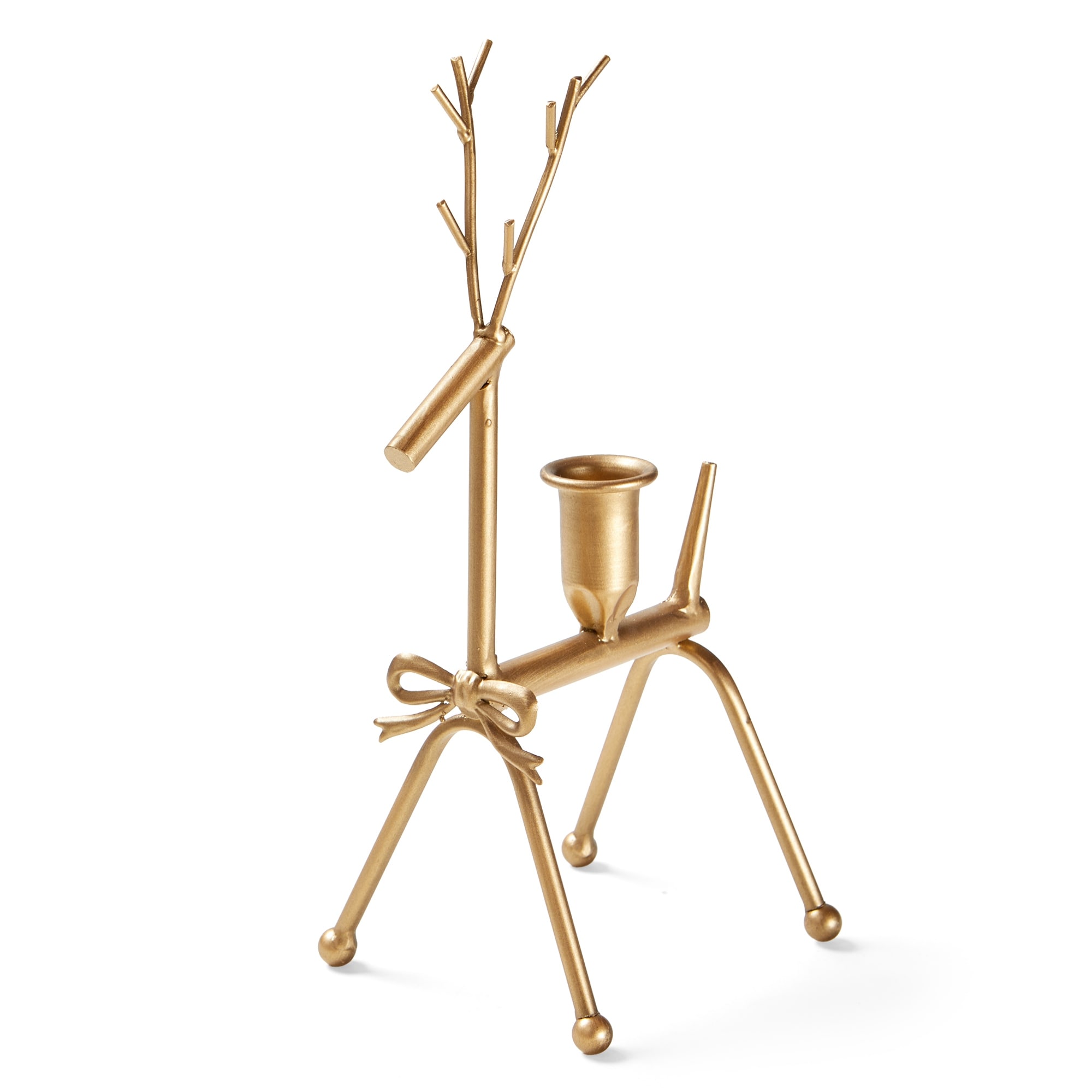 Christmas Brass Iron Reindeer Taper Candle Holder 5.54x4.13x10.94 in